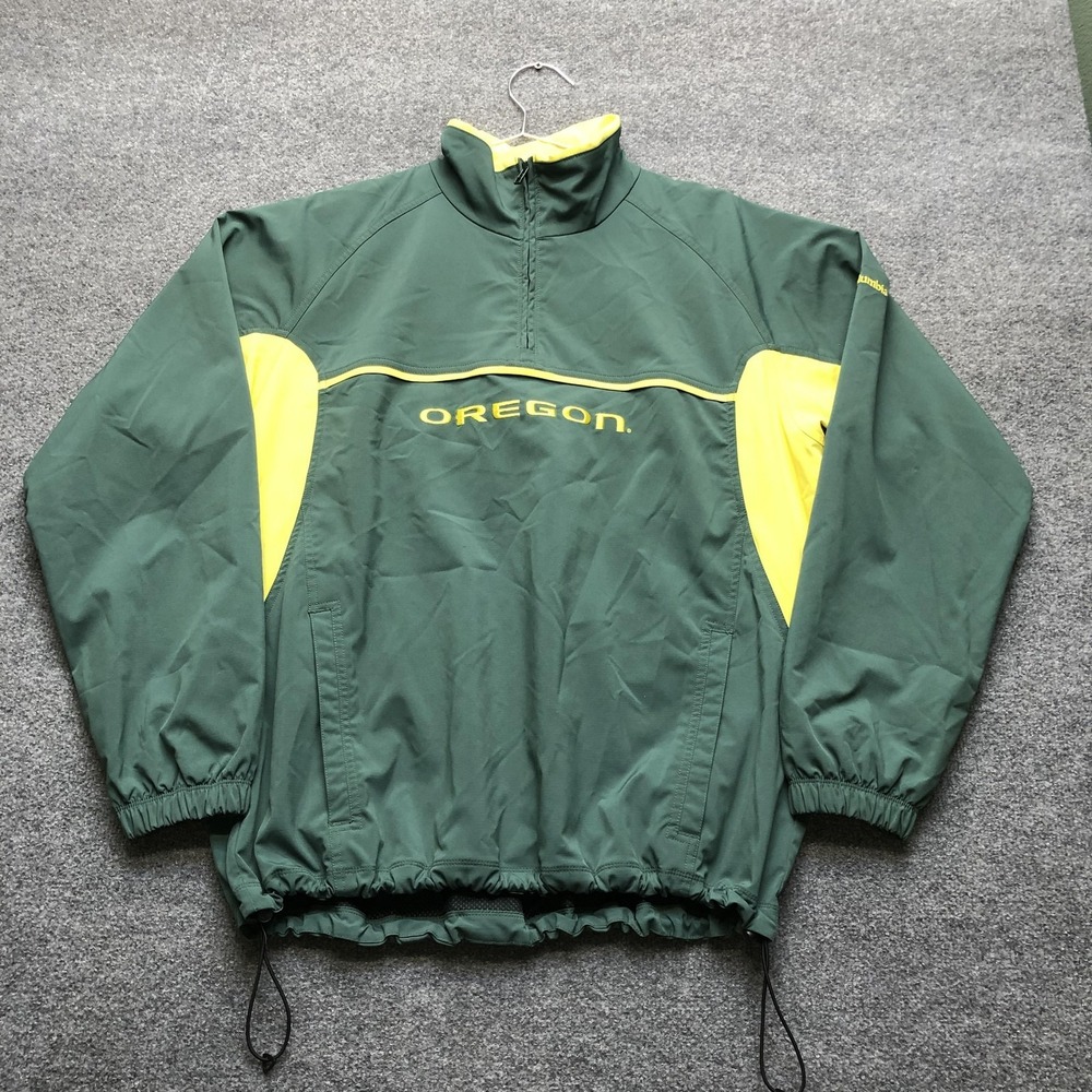 Oregon Ducks Jacket Mens Large Green NCAA Football Columbia Pullover Windbreaker